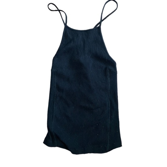 Free People Lace Up Corset Back Black Tank Top - Picture 1 of 3